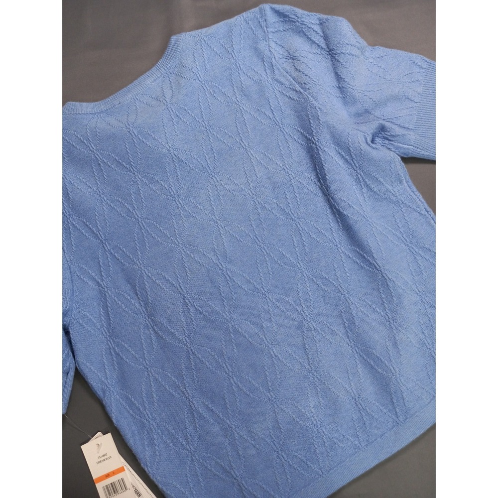 NWT Nanette Lepore Blue Pointelle Rhinestone Embellished Sweater Size S - Picture 11 of 11